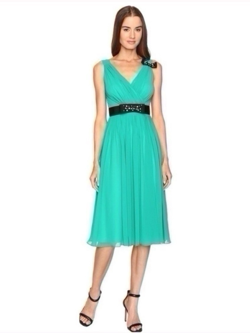 NEW Kate Spade Emerald Ring Green Chiffon Dress - Picture 12 of 14